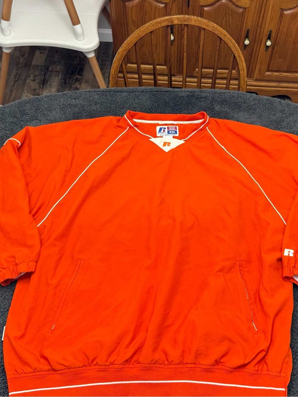 Russell Athletic Team Issue Water Resistant Windbreaker Pullover Men XXL Orange